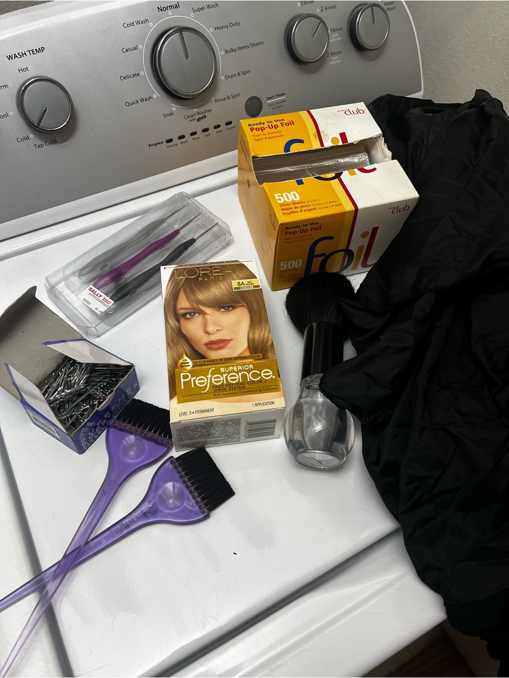 L'Oreal Preference Hair Color Kit with  miscellaneous cosmetology items